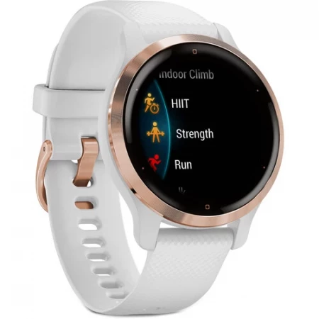 Garmin Venu 2S - Rose Gold Stainless Steel Bezel with White Case and Silicone Band (AGA-010-02429-73)